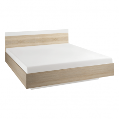 Łóżko podwójne, dąb sonoma/biały, 160x200, GABRIELA