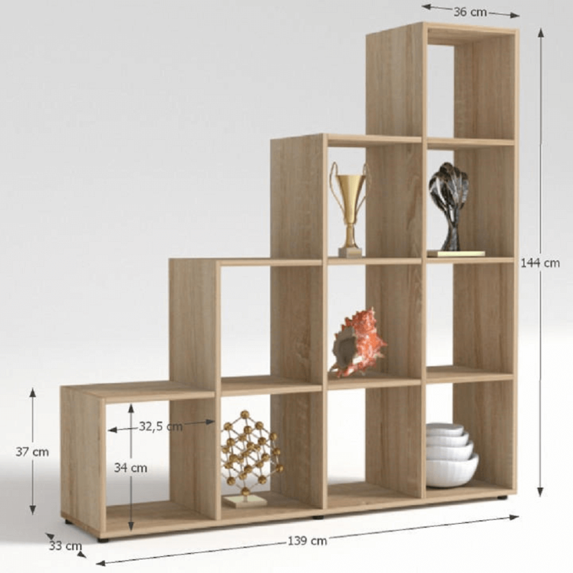 Pyramidenregal, Sonoma-Eiche, DTD-Laminat, NORAH