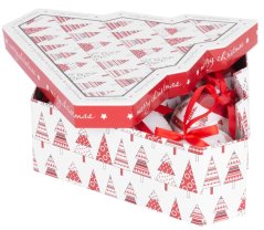 Koule MagicHome Vánoce, se stromky, 6 ks, 7,5 cm, červeno/bílé, na vánoční stromek