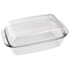 Kvadratna steklena skleda/pekač 3,2 l s pokrovom 2,2 l KLC
