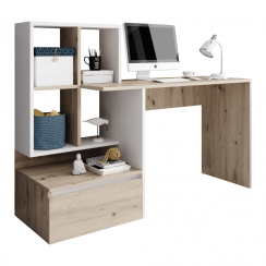 PC-Schreibtisch, Artisan-Eiche/weiß matt, NEREO
