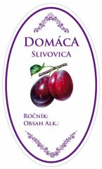 Naklejka na butelkę SLIVOVICA krajowa owalna biała, 16 szt. Etykiety KLC