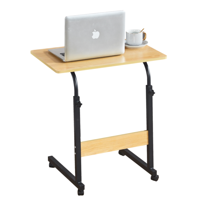 Verstellbarer PC-Tisch mit Rollen, Eiche/Schwarz, JUSTUS