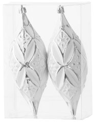 MagicHome Weihnachtsdekoration, Silber, für den Weihnachtsbaum, 2 Stück, 16 cm