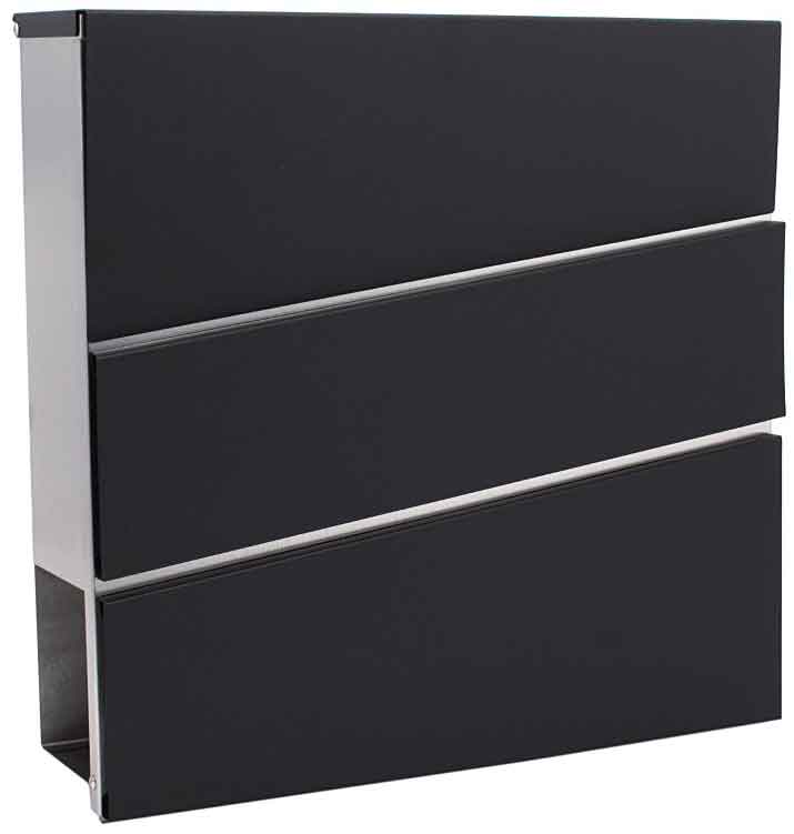 Briefkasten 37x10x37cm, rechteckig schwarz und silber, XL-TOOLS