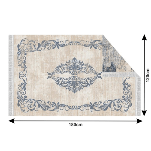 Doppelseitiger Teppich, Muster/Blau, 120x180, GAZAN