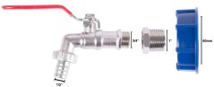 Sada Strend Pro, ventil 1/2" (Zn redukcia 3/4") + plastová redukcia 60 mm + výpust 3/4" , na IBC nádrž (akce)