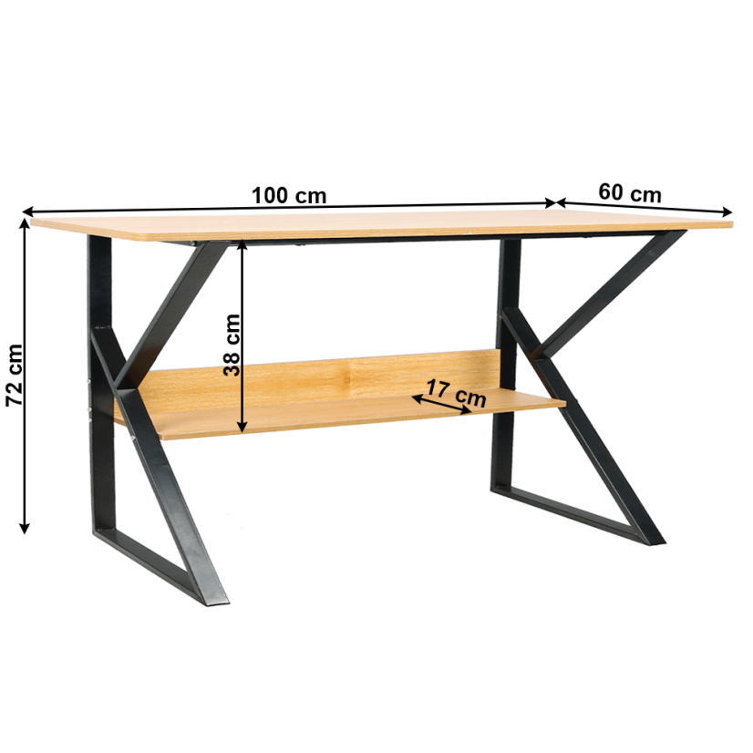 Schreibtisch mit Ablage, Buche/Schwarz, TARCAL 100