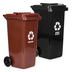 Set de 2 coșuri de gunoi 2x120L negru maro