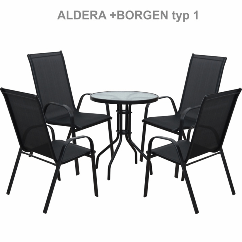 Esstisch, schwarzer Stahl/gehärtetes Glas, BORGEN TYP 2
