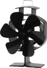 Ventilator Strend Pro, pentru șemineu, de podea, acționat termic, cu 6 pale, negru, cu funcție de oscilație