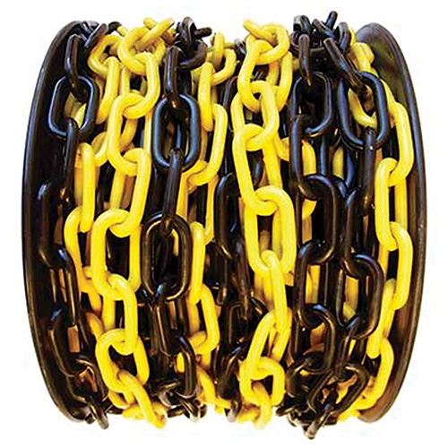 Řetěz SLC 6 mm, L-25 m, plastový, žluto-černý, výstražný