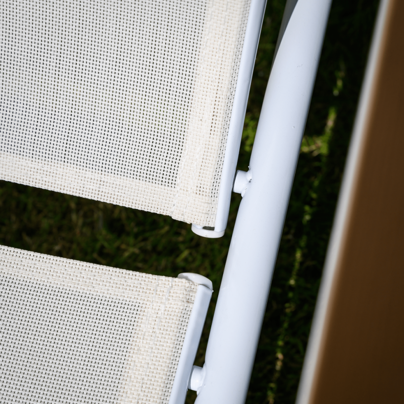 Gartenliege, weißer Stahl/Eiche, BONTO