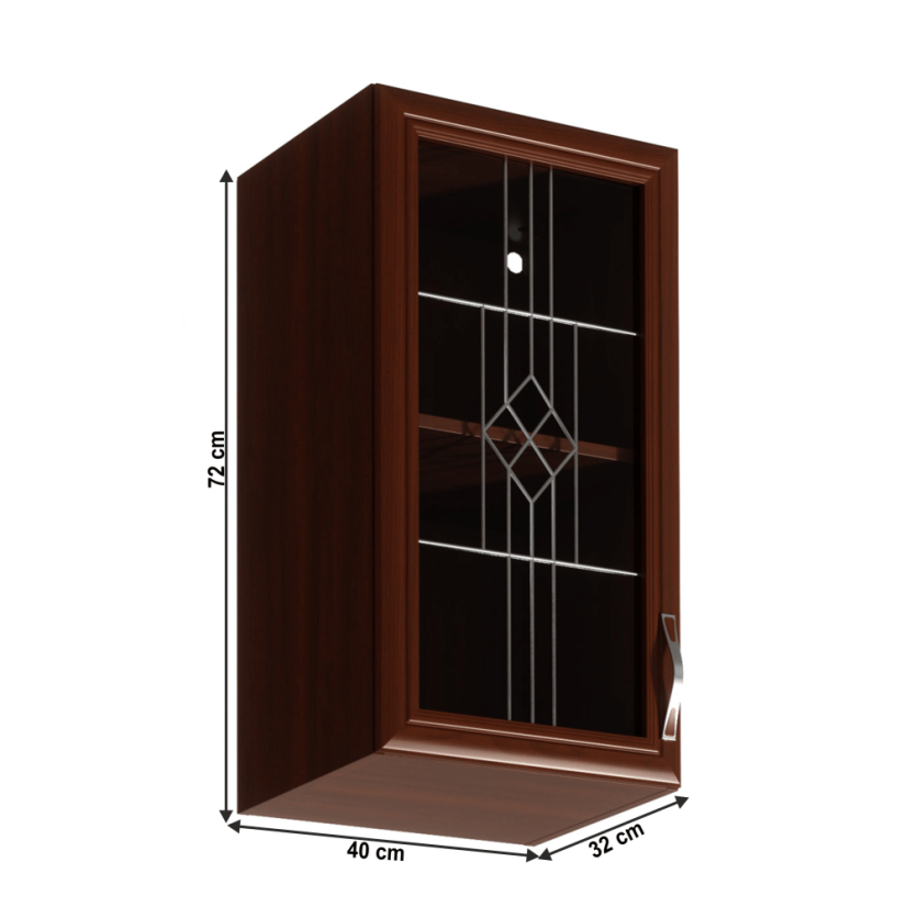 Oberschrank G40S mit Glas, links, Milano-Walnuss, SICILIA