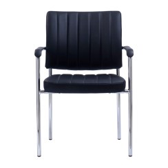 Krzesło konferencyjne, czarna skóra ekologiczna/chrom, FLORIN