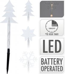 Světlo vánoční zapichovací 15 LED teplé bílé, s časovačem, baterie, venkovní/vnitřní, mix
