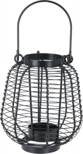 Lantern svečnik za čajno svečo 14x14x16 cm črna kovina