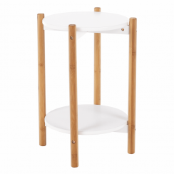 Příruční/noční stolek, bílá/přírodní, BAMP