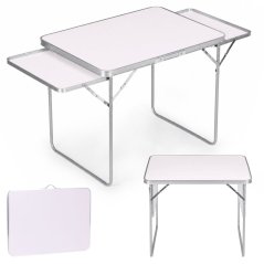 Măsuță de camping 120x60 cm, pliabilă într-o valiză, cu 2 rafturi, albă, MultiGarden (akce)