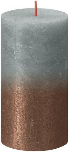 Lumanare bolsius Rustic, Craciun Apus de soare Eucalipt Verde + Cupru, 130/68 mm