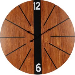 Zegar ścienny 60 cm z dekorem z brązowego drewna