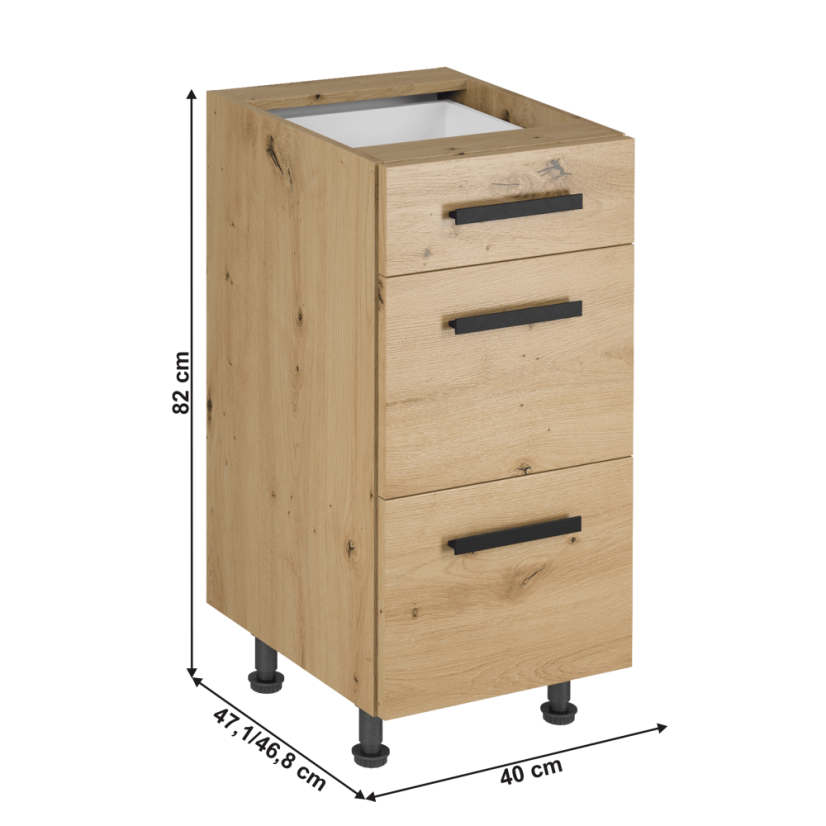 Unterschrank, Artisan-Eiche, mit Griffen, LANGEN D40S3