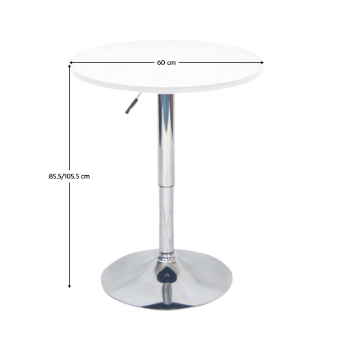 Barski stol podesive visine, bijeli, promjer 60 cm, BRANY 2 NOVO