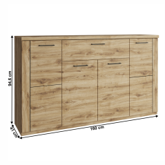 Komoda 4D1S, dąb navarra, TYŁ