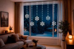 Ghirlandă MagicHome Crăciun, temporizator, fulgi de zăpadă, 96 de LED-uri, alb rece, 13 funcții, 3,5 m, IP44
