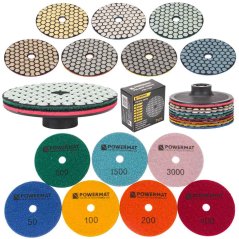 Set de discuri diamantate cu granulație 50-3.000, disc de drift 100 mm, șlefuire uscată, POWERMAT