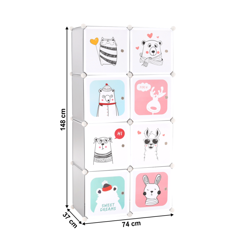 Modularer Kleiderschrank für Kinder, Grau/Kindermuster, ATREY