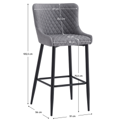 Barhocker, grau/schwarz, CEZARIA