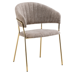 Krzesło do jadalni designerskie, tkanina brązowa/chrom złoty, DASMIN TYP 1