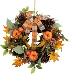Venček MagicHome Nature, jesen, oranžen, s pentljo, 35 cm