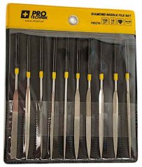 Set pile diamante 3 x 140 mm cu maner, set 10 piese, XL-TOOLS