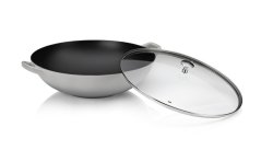 Wok litinový s poklicí CALIDO 36 cm šedá Wok litinový s poklicí CALIDO 36 cm šedá