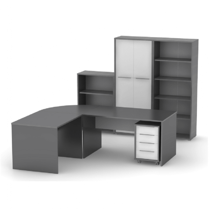Pisalna miza, grafit/bela, RIOMA NEW TYPE 16