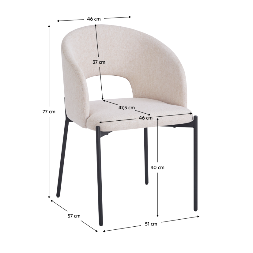 Esszimmerstuhl, beige/schwarz, LONKA