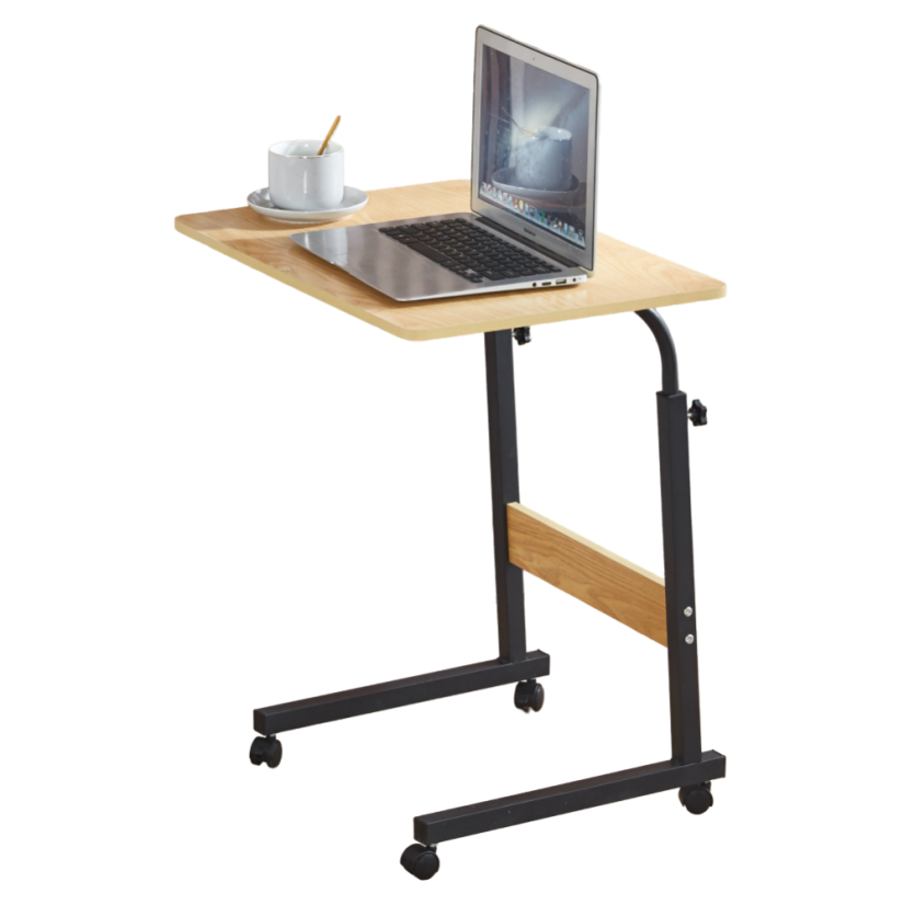 Verstellbarer PC-Tisch mit Rollen, Eiche/Schwarz, JUSTUS