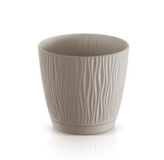 Blumentopf UH o129mm Höhe 120mm, 1L SANDY P mocca, mit Schale KLC