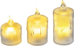 MagicHome Weihnachtskerze, 3er-Set, LED warmweiß, einfache Beleuchtung, 3,7x5/6,5/8 cm