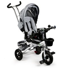 Tricicletă Deluxe rotativă la 360°, cu acoperiș, gri, ECOTOYS