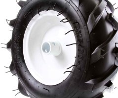 Kolo z ležaji, luknja 12 mm, premer 38 cm, širina 9,5 cm, rdeče z osjo