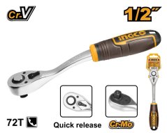 Grzechotka 1/2" Cr-V, 260mm, 72 zęby INGCO