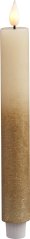 MagicHome Weihnachtskerze, LED, 2xAAA, einfache Beleuchtung, Timer, Creme/Gold, Metallic-Effekt, 3x25 cm