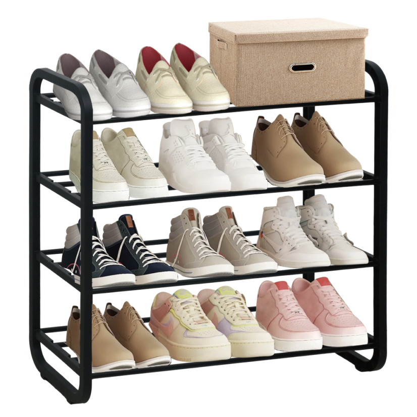 Schuhschrank, 4-fach, schwarz, FERRUM (akce)