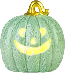 MagicHome Nature dekoráció, LED-es tök, porcelán, mentolos, 10,2×12,8×13,8 cm