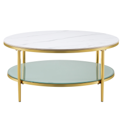 Stolik kawowy, jasny marmur/mleczny/złoty chrom-złoty, ENION 2 NOWOŚĆ