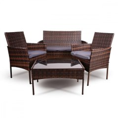 Vrtna garnitura HILDA 4-dijelna, smeđi poliratan s jastucima