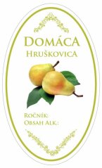Naklejka na butelkę HRUŠKOVICA krajowa owalna biała, 16 szt. Etykiety KLC (akce)